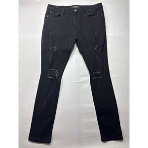 Serenede Men's Slim Fit Skinny Leg Black Jeans - Size 38 (38x32.5)